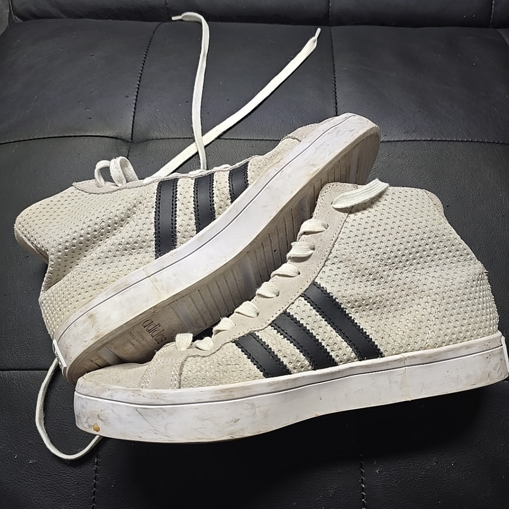 Adidas Mid Court Vintage Honeycomb Sneaker Womens Size 8.5 Navy Blue Grey